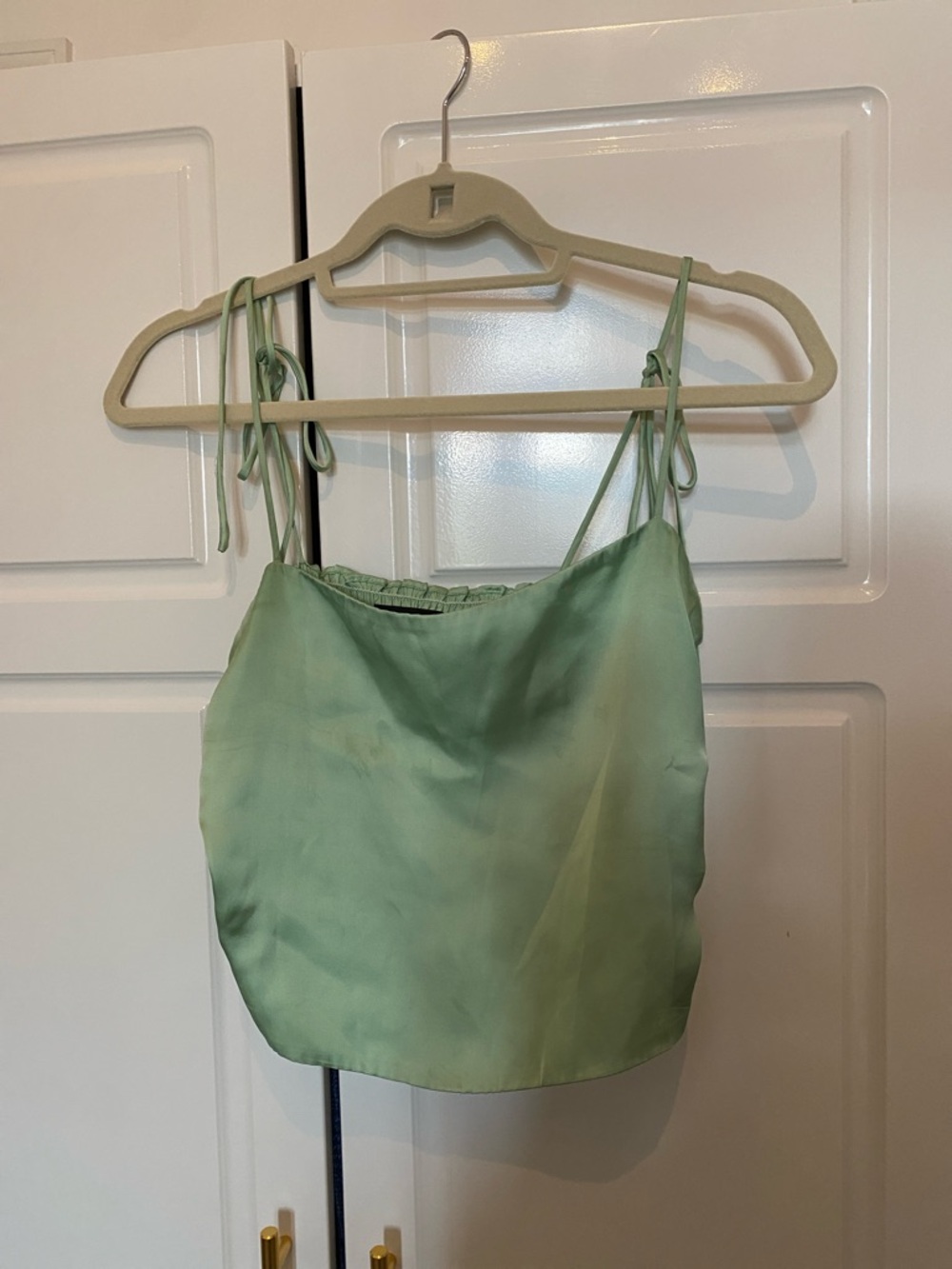 Urban Outfitters Mint Green Satin Tie-Shoulder Cami